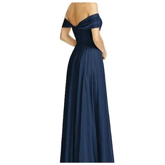 Dressy Collection NWT Off-the-Shoulder Draped Chiffon Maxi Dress Midnight Sz 22W - Picture 2 of 8